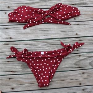 Red polka dot bikini set